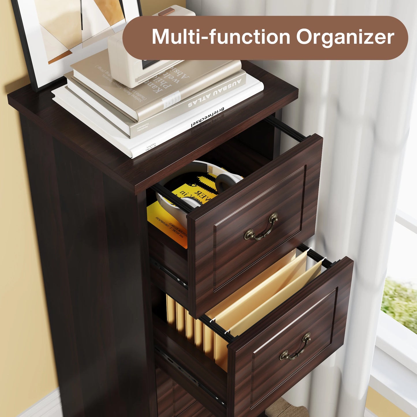 Tribesigns Four Drawer Wood Filing Cabinet for Home Office