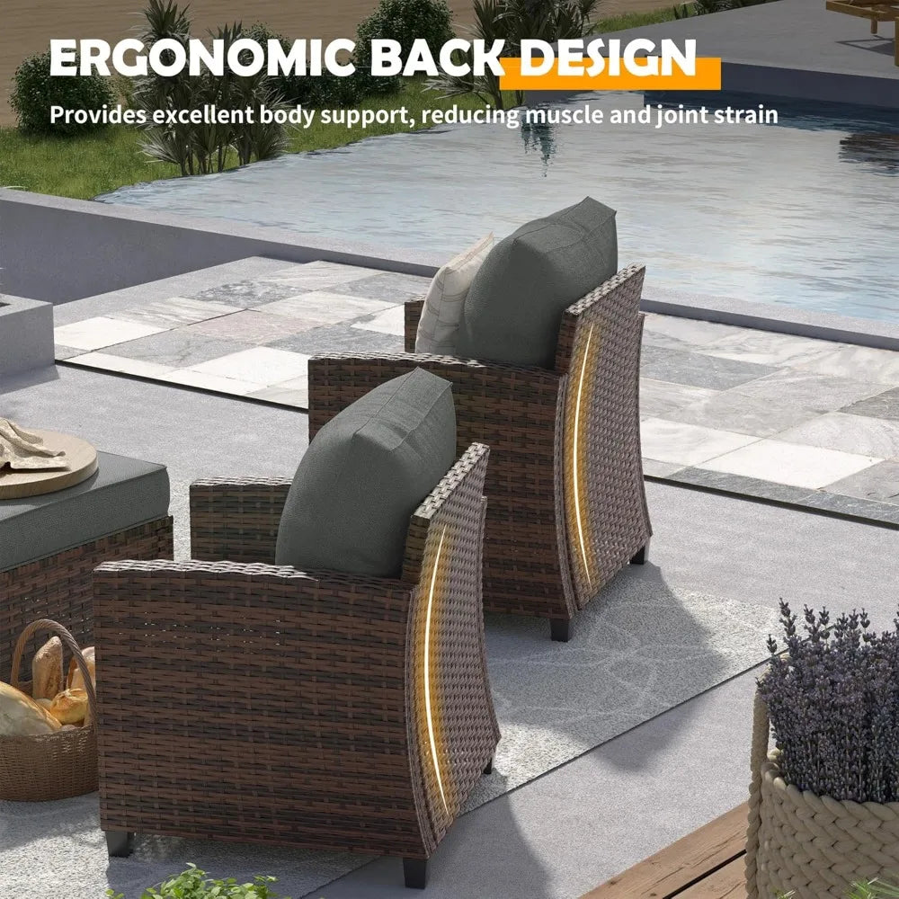 Outdoor Patio Furniture Set with 44 Inch Fire Pit Table for Garden Backyard Deck 6 Pieces Sectional Conversation Set