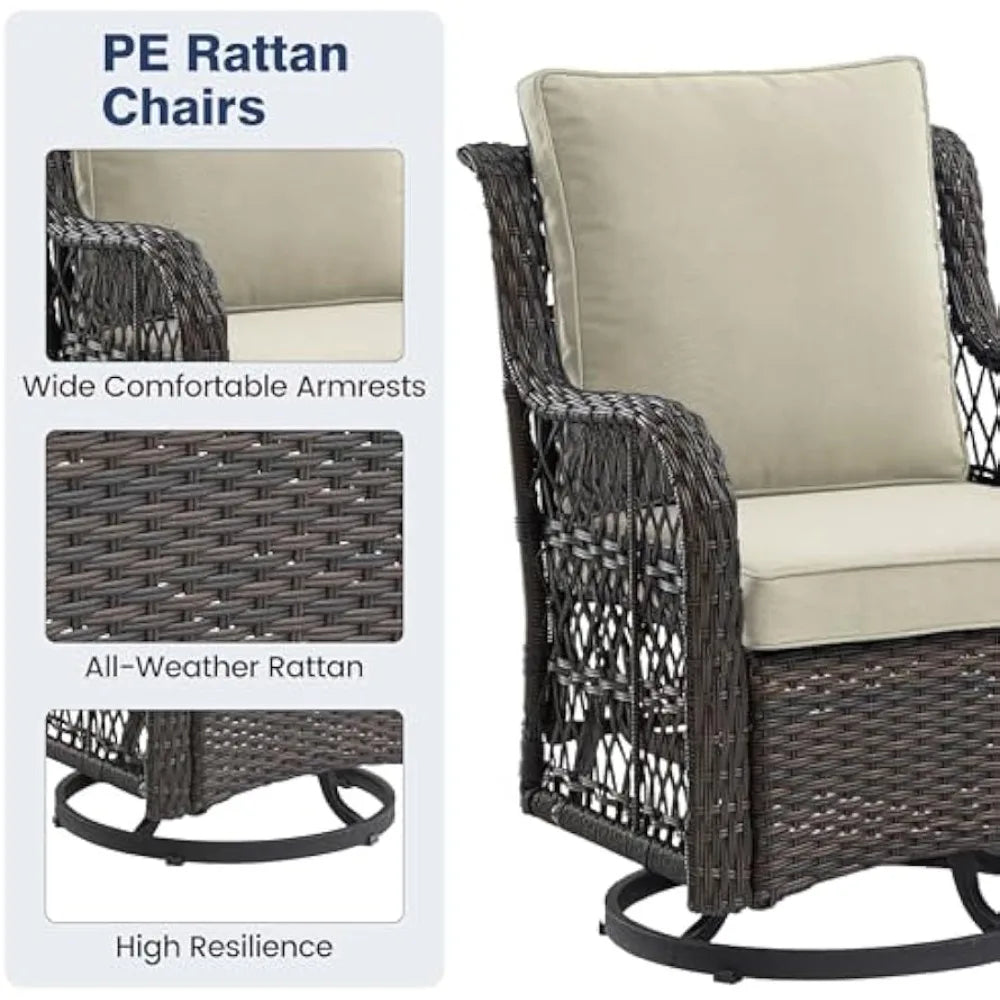 RBXCHign Outdoor Swivel Rocker Chair Set With Side Table