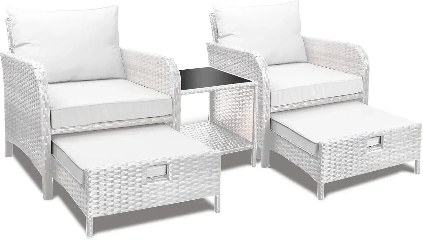 General 5 Piece Patio Conversation Set PE Wicker Furniture