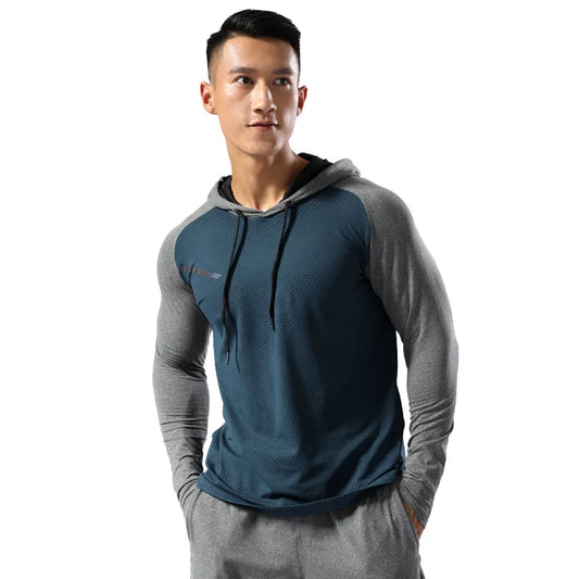 WIROFKERCN Men Long Sleeve Sports Hoodie Training Jacket