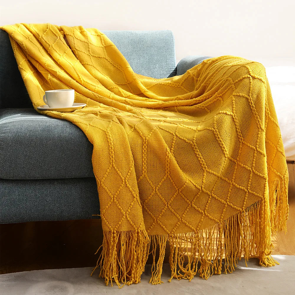 Nordic Stripes Throw Blanket Sofa Cover Bed End Towel Bedroom Decoration Leisure Soft Shawl Warm Boho Decor Bedspread