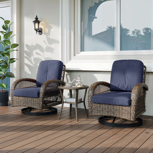 Cozy Outdoor Patio Furniture Set With Rotating Rocking Chairs