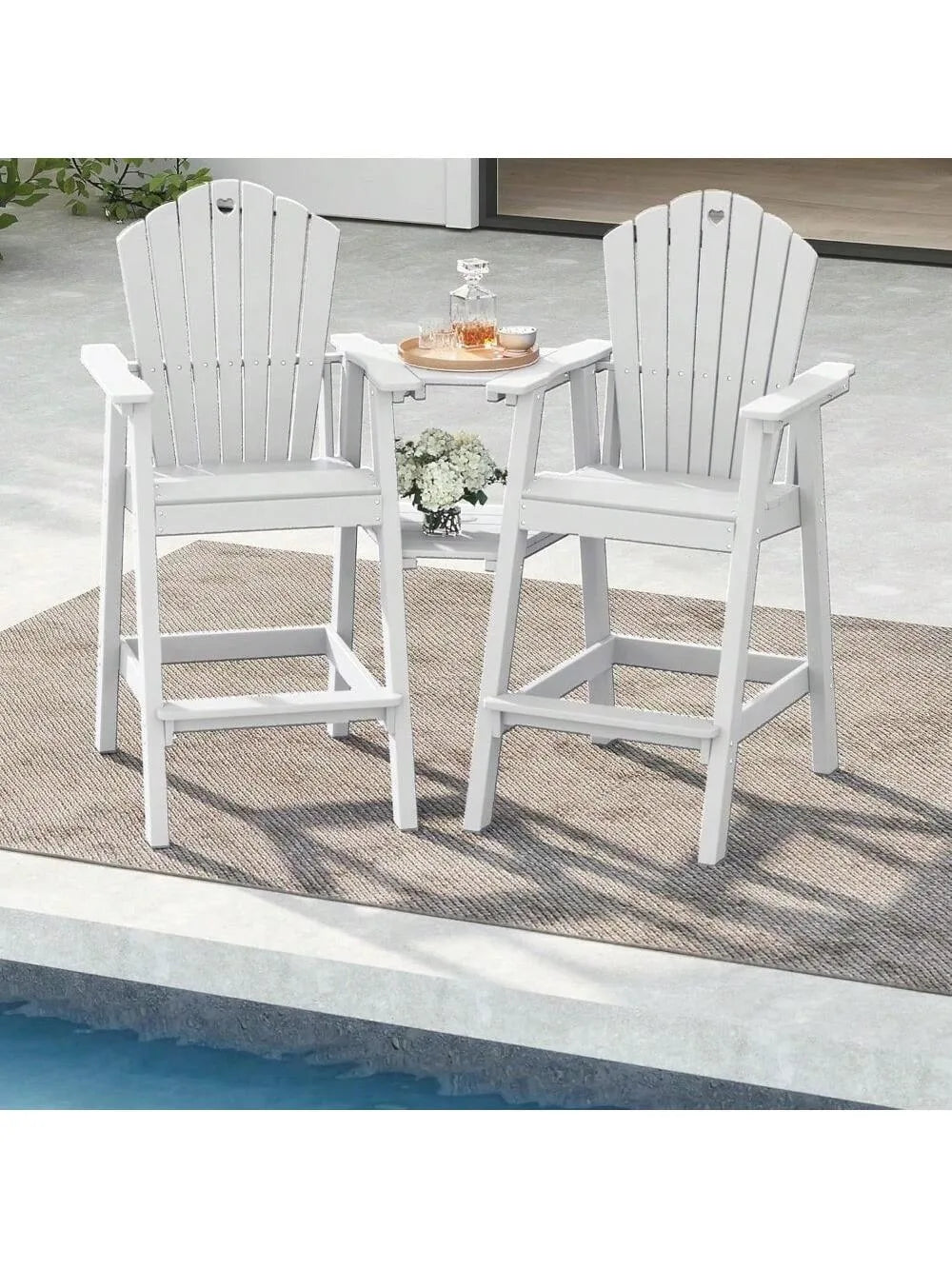 Adirondack Chairs Set Of 2 With Connecting Table HDPE