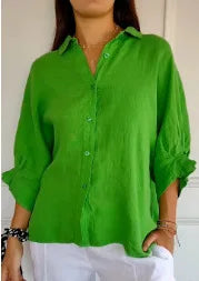CN Guangdong Cotton Linen Womens T Shirt Loose Fit Top