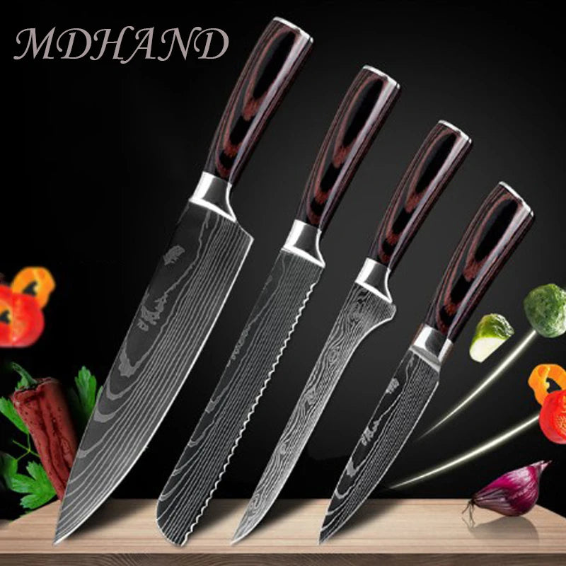 Damascus Style Chef Knife for Precision Slicing and Utility