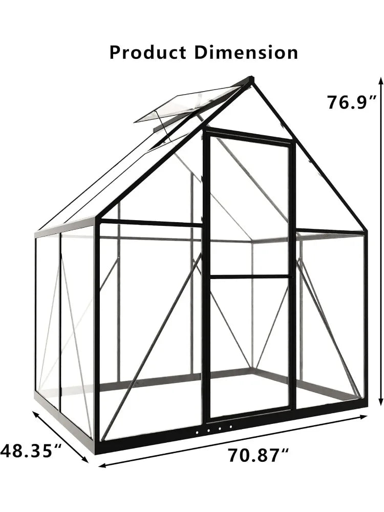 6 x 4 FT Polycarbonate Greenhouse Winter Greenhouses for Outdoors Outdoor Greenhouse with Roof Air Vent Heavy Duty Walk In