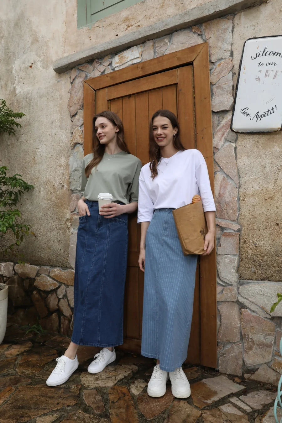 Trendy Pinstripe Denim Skirt for Stylish Women Fashion
