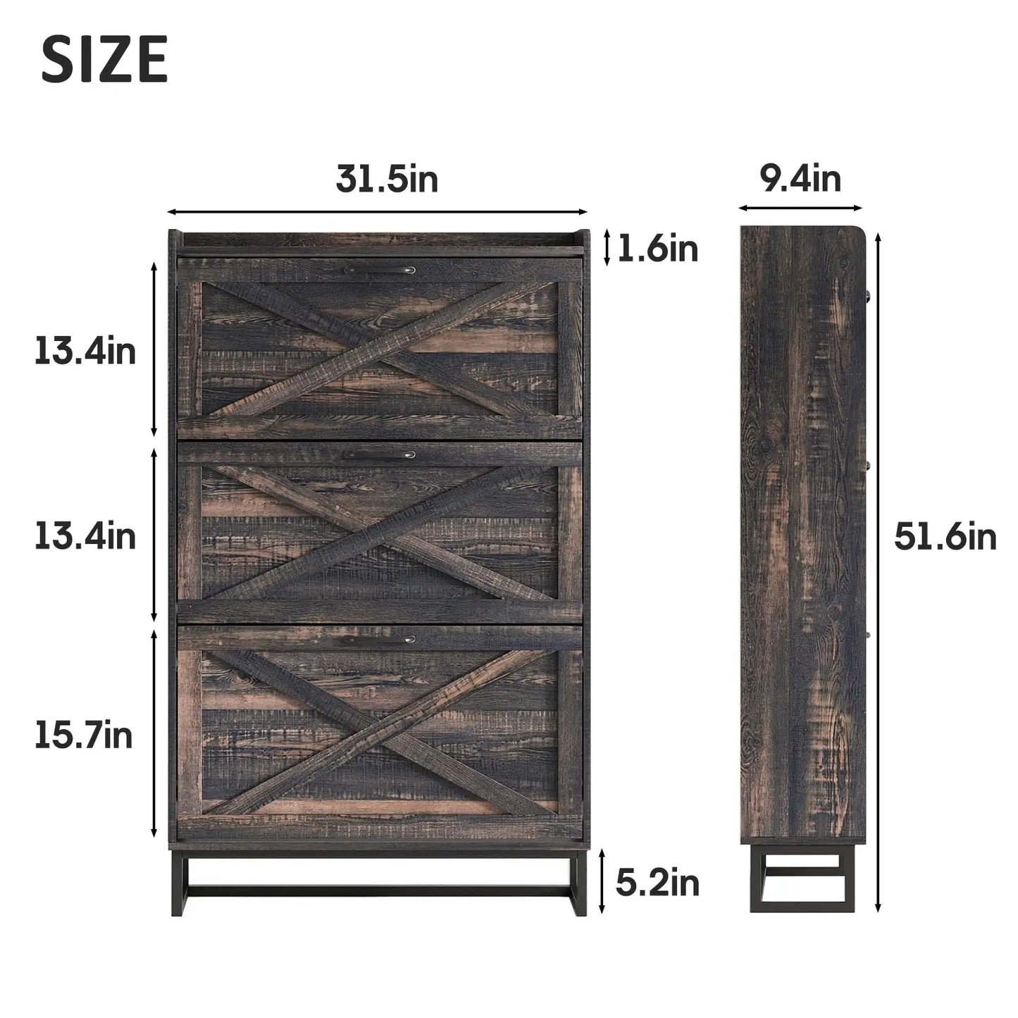 Modern Shoe Cabinet with 3 Flip Drawers for Entryway Storage
