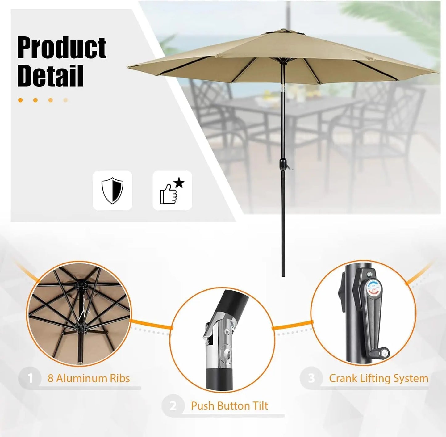Modern 5 Piece Metal Outdoor Patio Dining Set With Umbrella