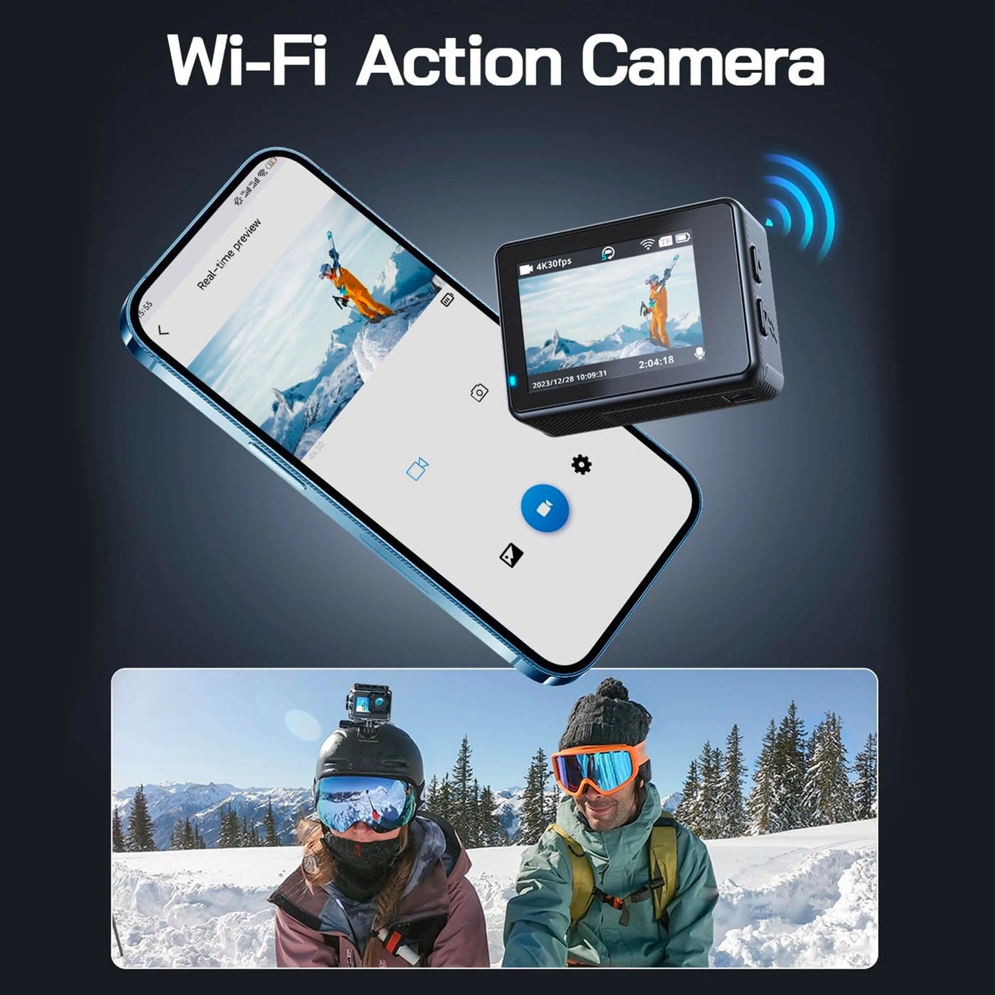4K Action Camera with Electronic Stabilizer for Extreme Sports
