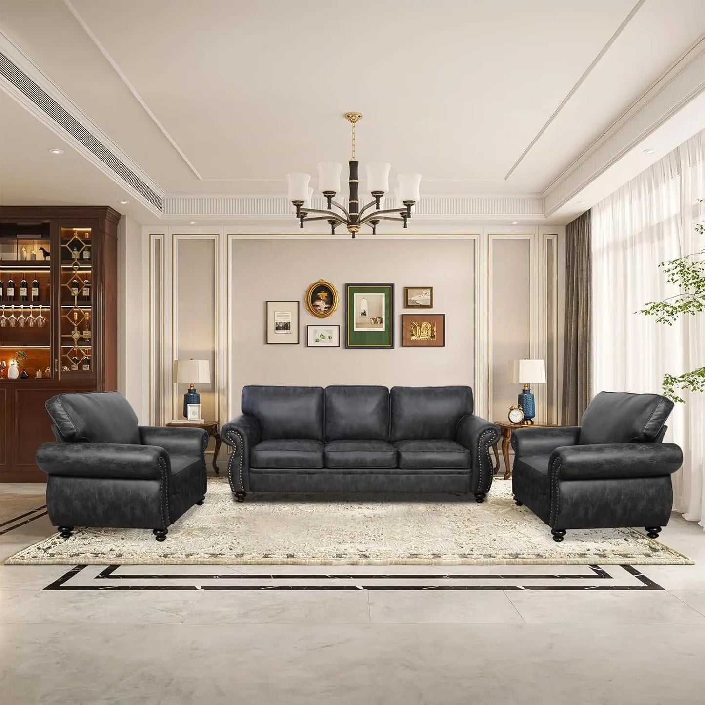 Angduo Mid Century Modern Single Sofa With Rivet Design