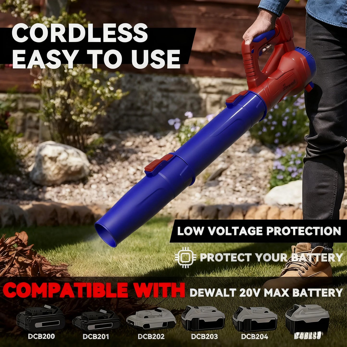 Cordless Leaf Blower With 2 Batteries And Fast Charger