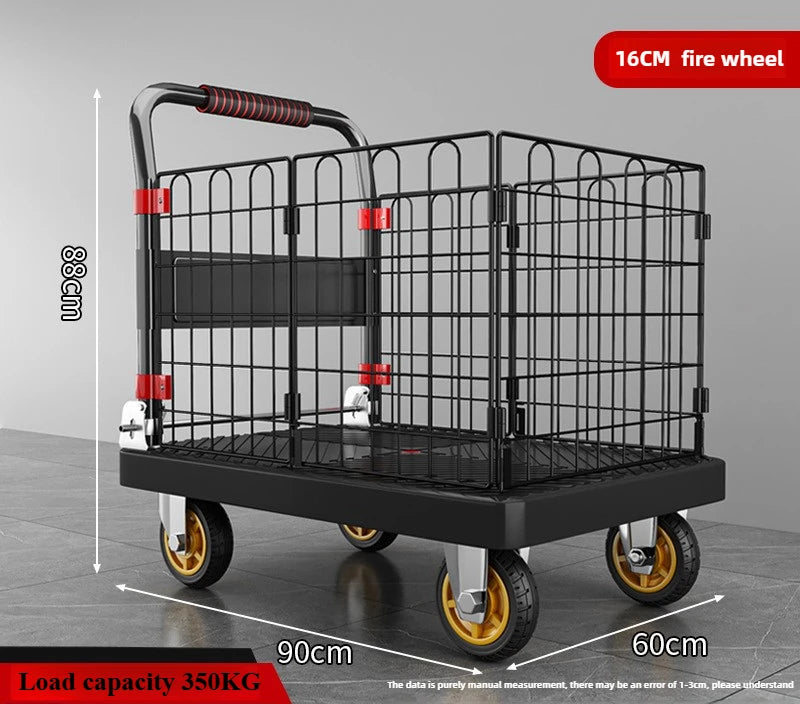 Choice Fence Flatbed Cart Folding Silent Trolley Wheeled