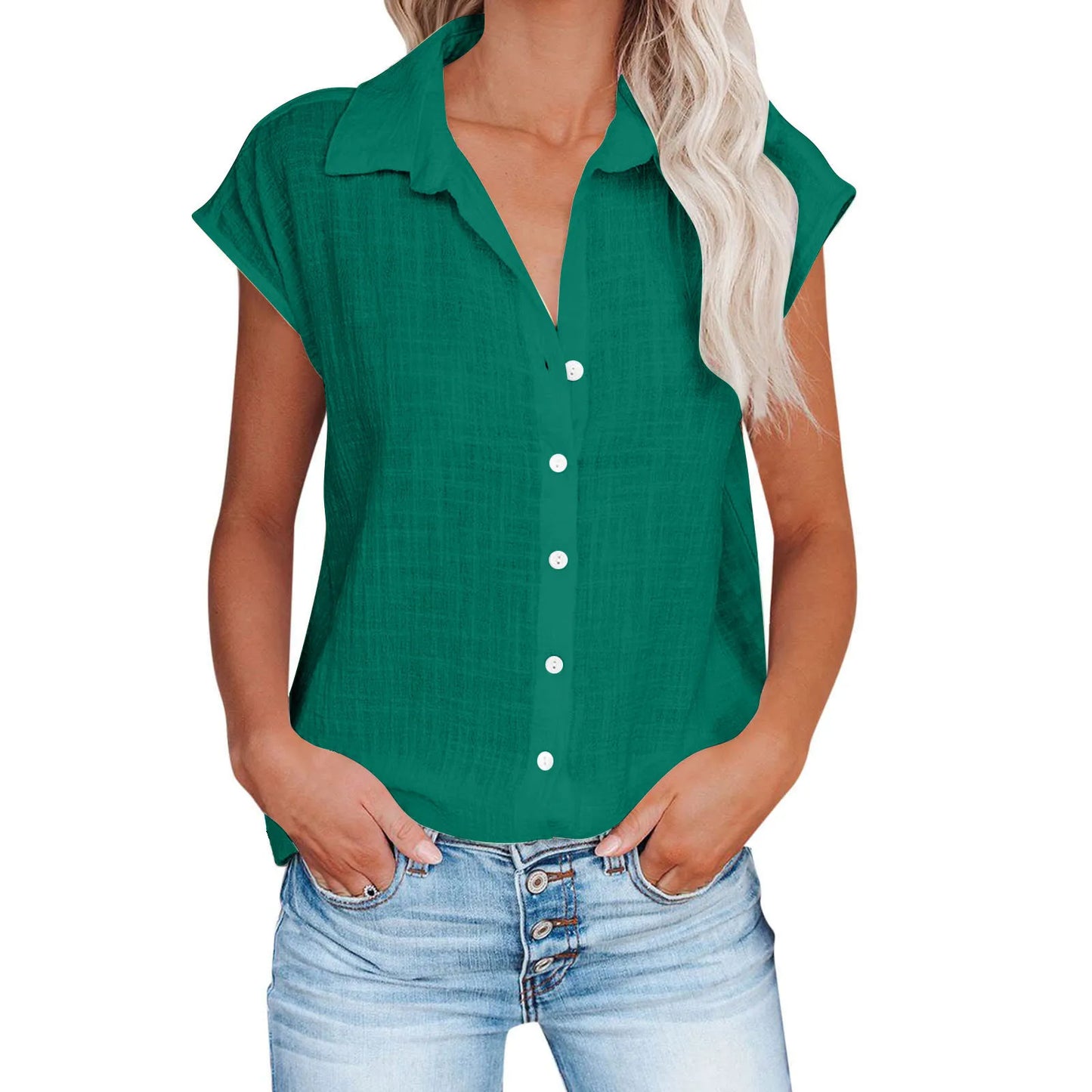 HallolillaCN Summer Cotton Linen Shirt Women Loose Top
