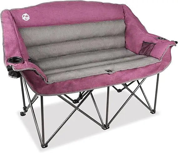 Heavy Duty Folding Duo Chair With Cup Holders And Carry Bag