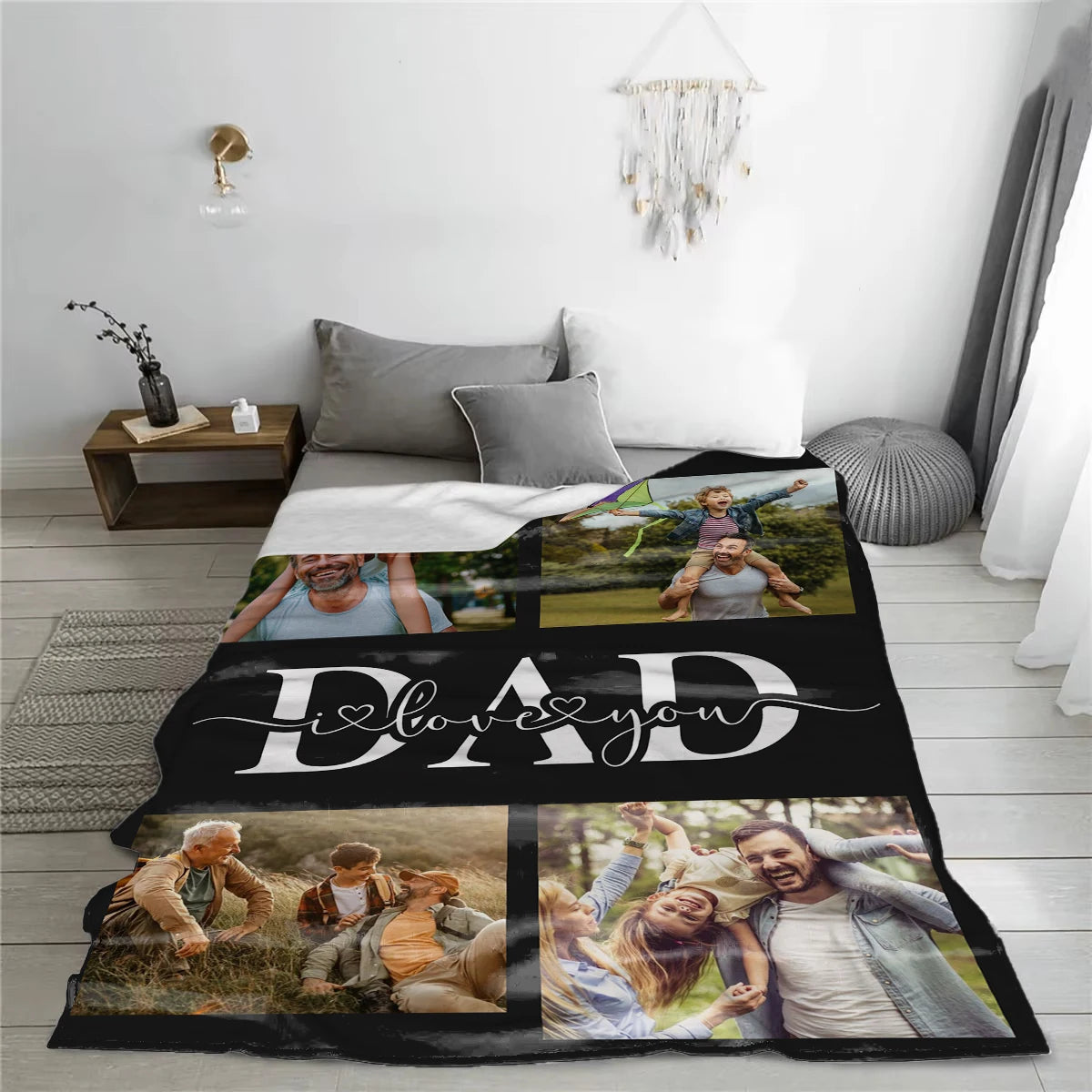 Fathers Day Gifts Custom Blanket With Your Own Photos Personalized Throw Blanket For Dad Birthday Present