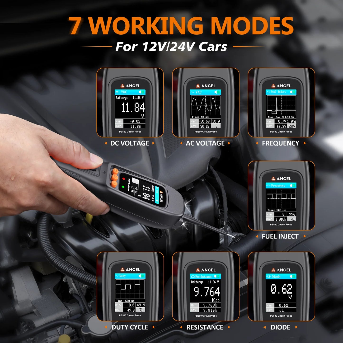 Ancel PB500 Car Power Scan Electric Circuit Tester Automotive Multi Meter Diagnostic Tool