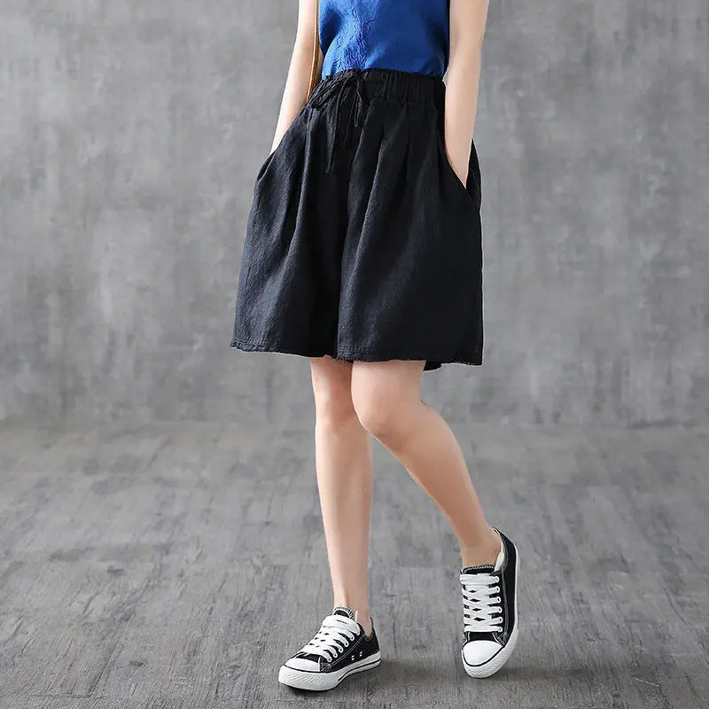 RankSweet Women Cotton Bermuda Knee Length Loose Shorts