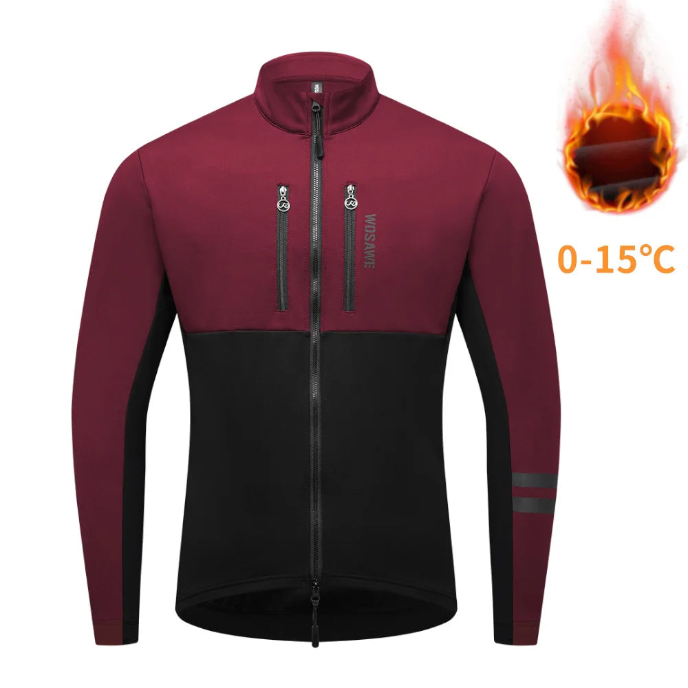 WOSAWE Windproof Winter Thermal Fleece Cycling Jacket For Men Women