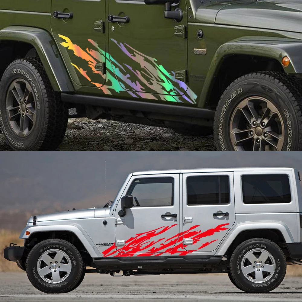 Car Door Side Stickers For Jeep Wrangler JK JL TJ YJ Mud Splashing Vinyl Film Decals Auto Tuning Accessories