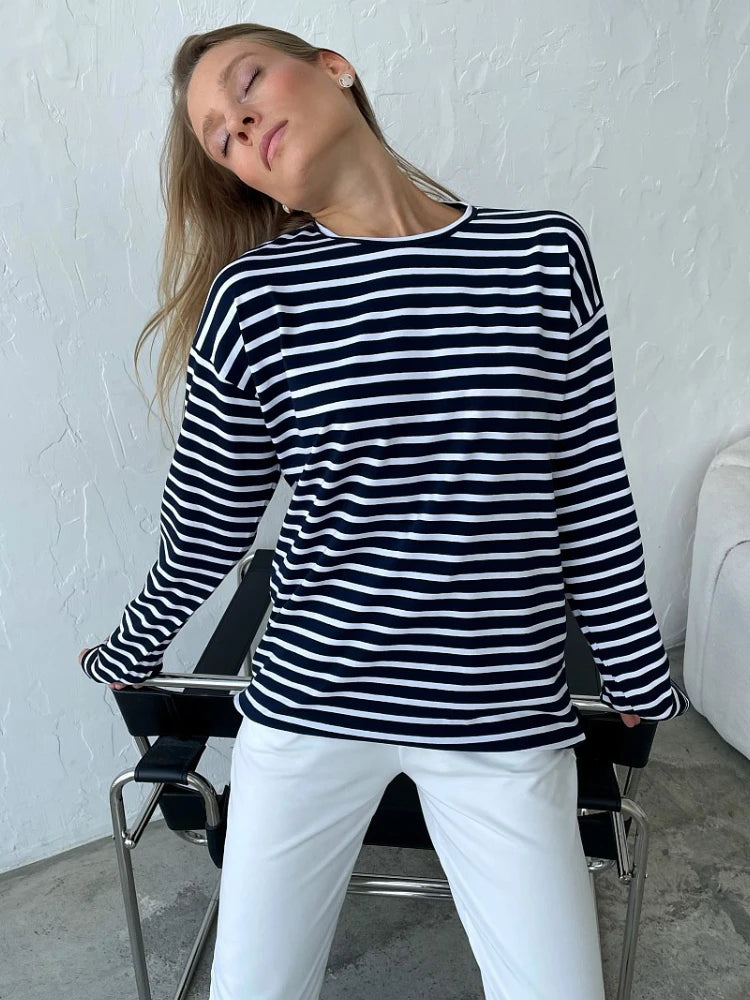 Bornladies Summer Long Sleeve Striped T Shirts for Women