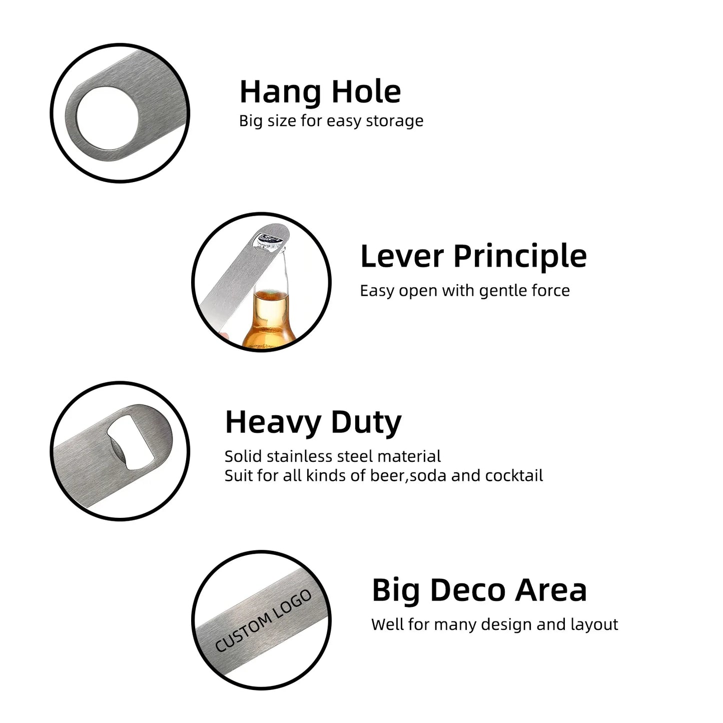 Feature Fast Lever Bottle Opener Stainless Steel Pro Bar Accessory