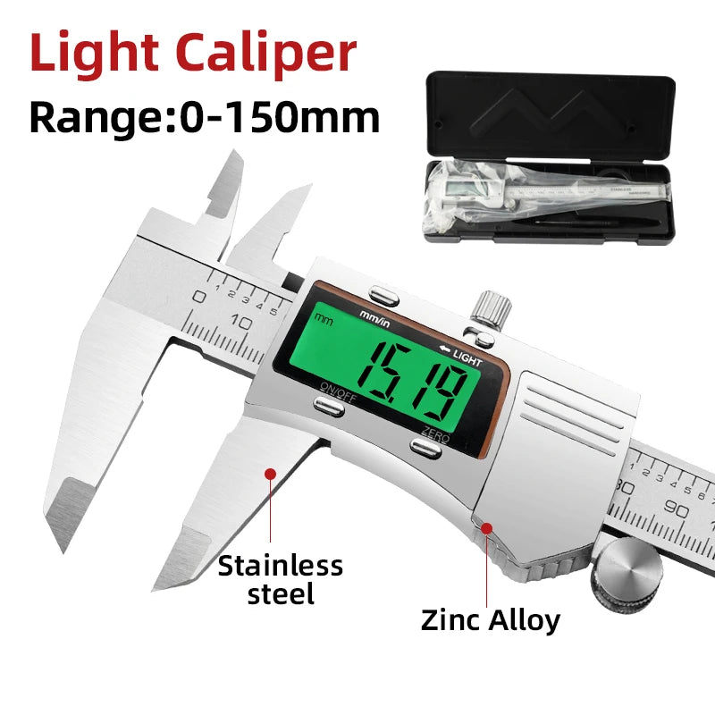 Digital Vernier Caliper Stainless Steel Measuring Tool for Woodworking