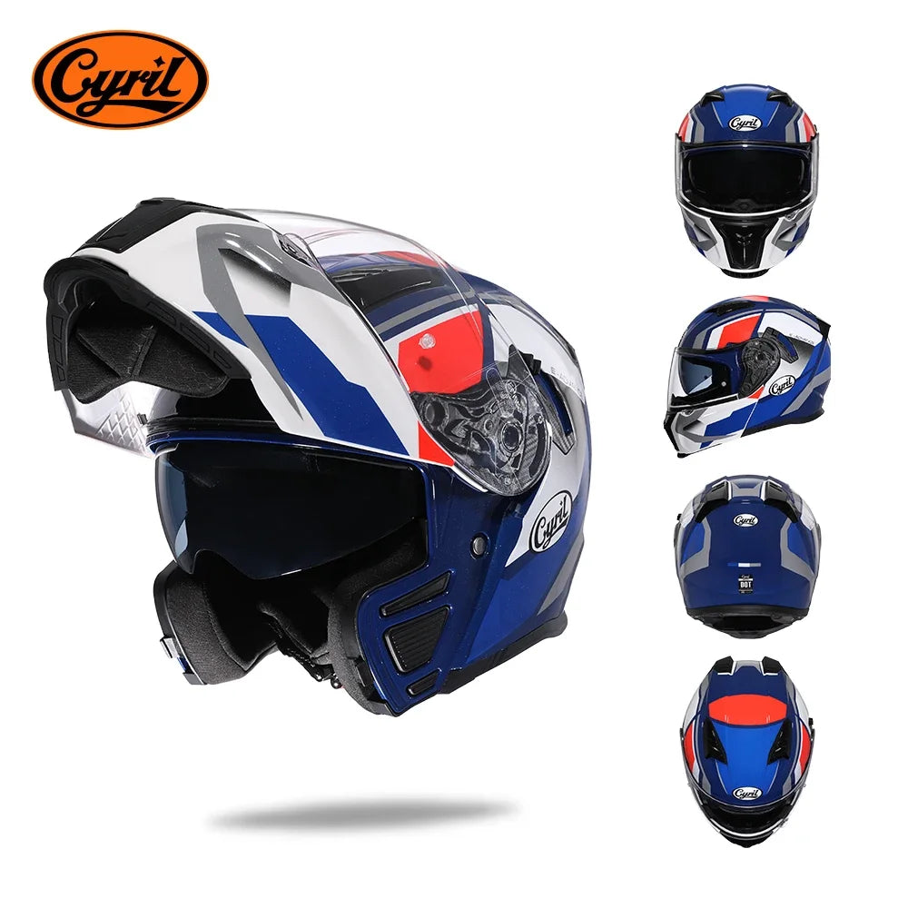 CYRIL Dual Visor Modular Motorcycle Helmet DOT Approved