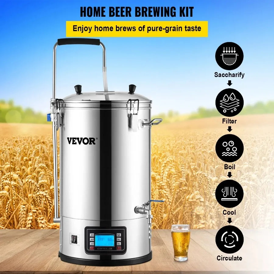 All-in-One Electric Beer Brewing System with Pump and Control Panel