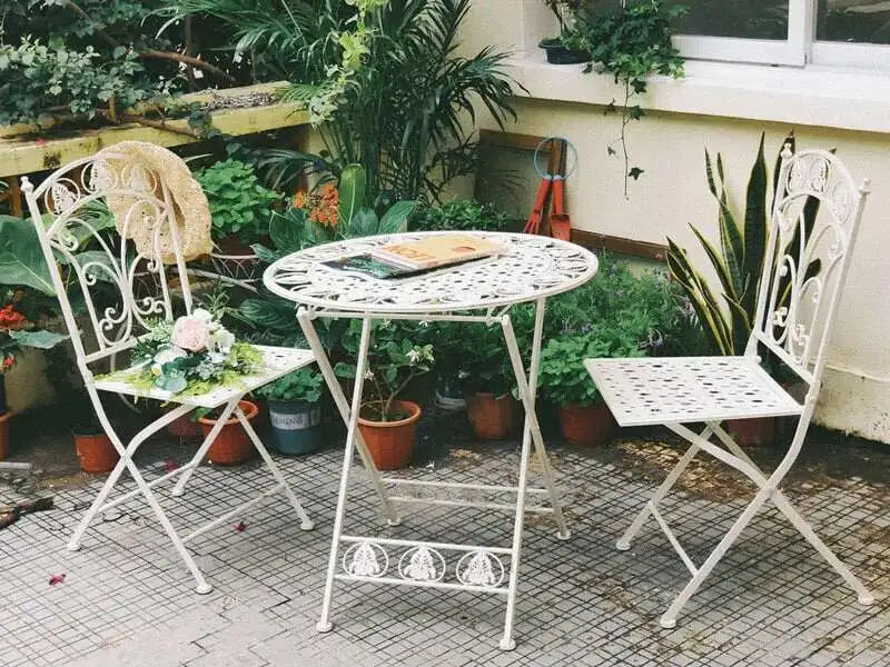 Folding Outdoor Garden Furniture Set Iron Table and Chair Nordic Patio Balcony Lounge Three Piece Set