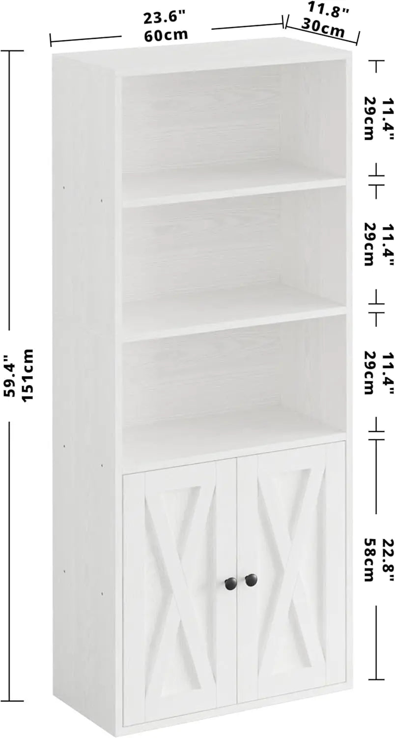Ironck Industrial Bookcase With Doors Five Shelf Unit