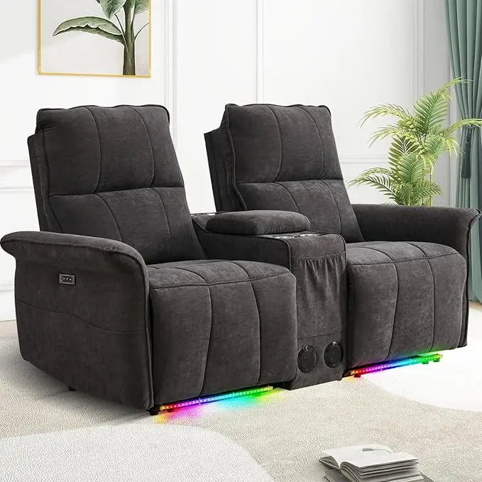 Electric Power Reclining Loveseat Sofa with Cup Holders