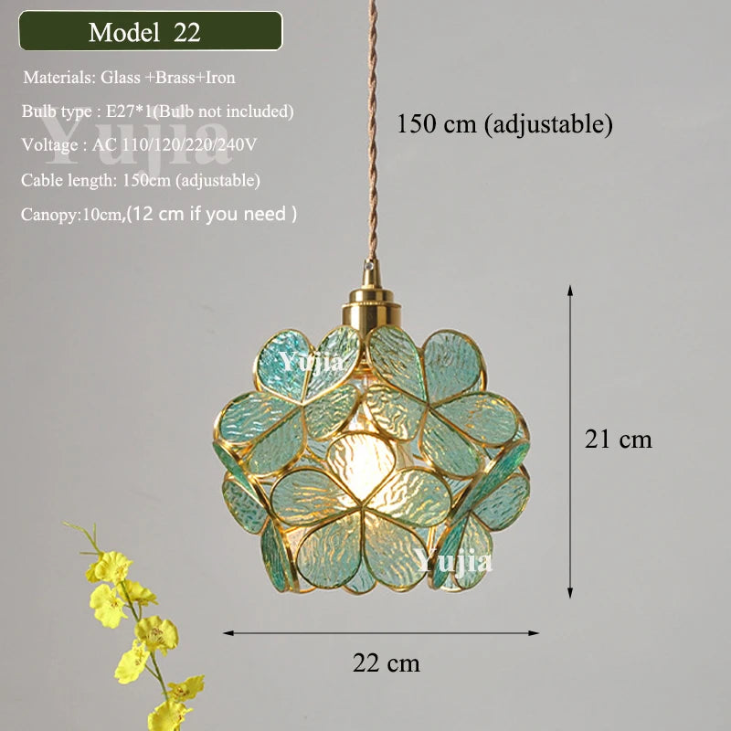 Multi Style Green Glass Pendant Light Vintage Light Fixtures Modern Chandelier Lamp for Kitchen Island