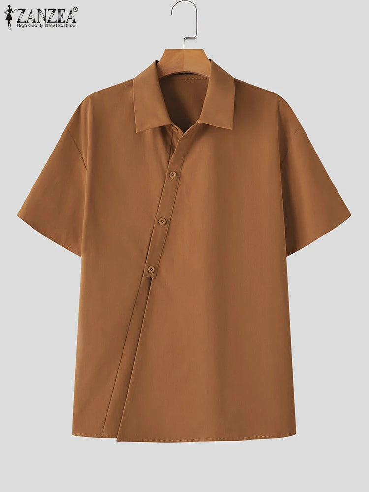 ZANZEA Women Loose Lapel Neck Button Front Shirt Blouse