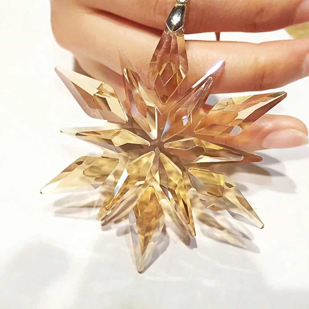 Elegant Snowflake Clear Crystal Car Pendant Ornament for Interiors
