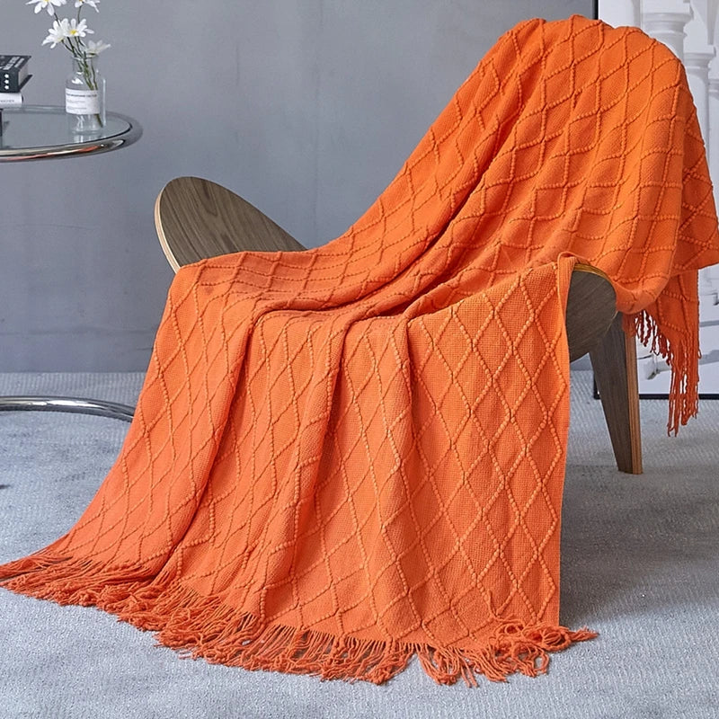 Nordic Stripes Throw Blanket Sofa Cover Bed End Towel Bedroom Decoration Leisure Soft Shawl Warm Boho Decor Bedspread