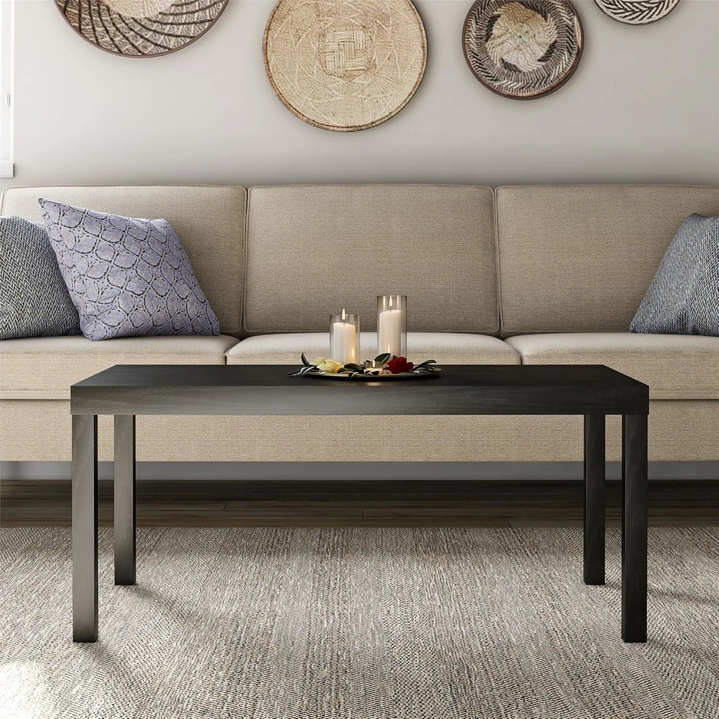 Modern Coffee Table with Wood Grain Finish