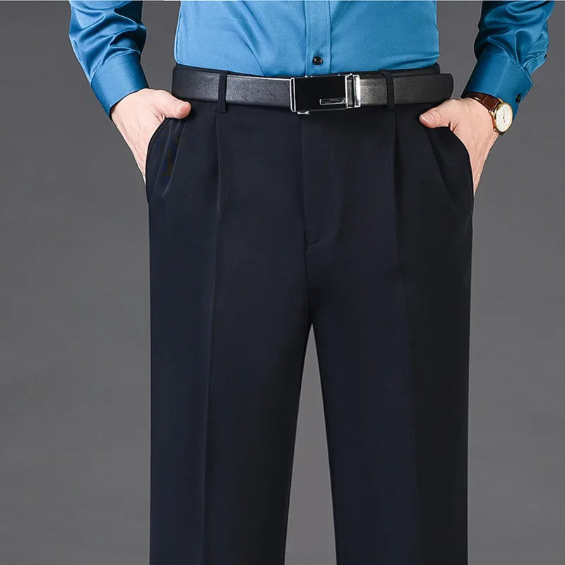 High Waist Wool Cashmere Dress Pants for Men