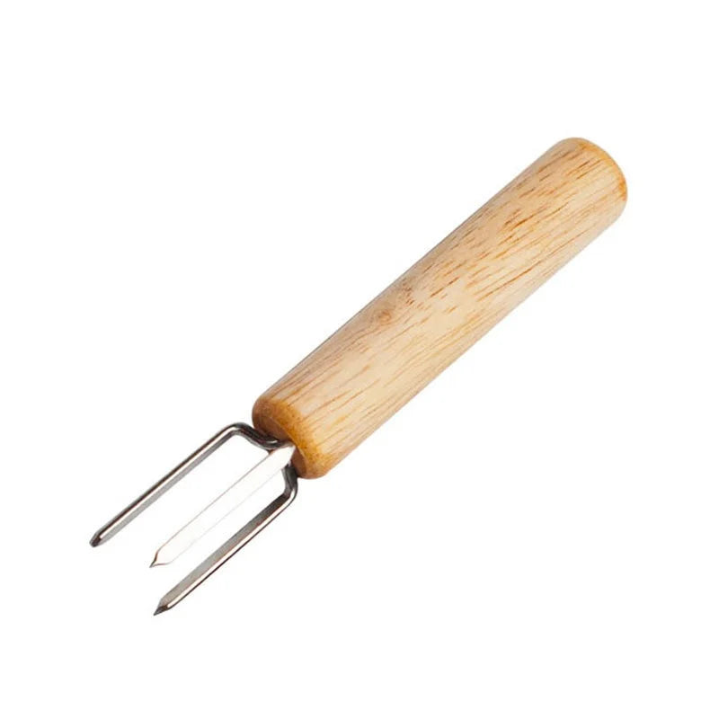 Stainless Steel Corn Holders with Wooden Handle for BBQ Cooking