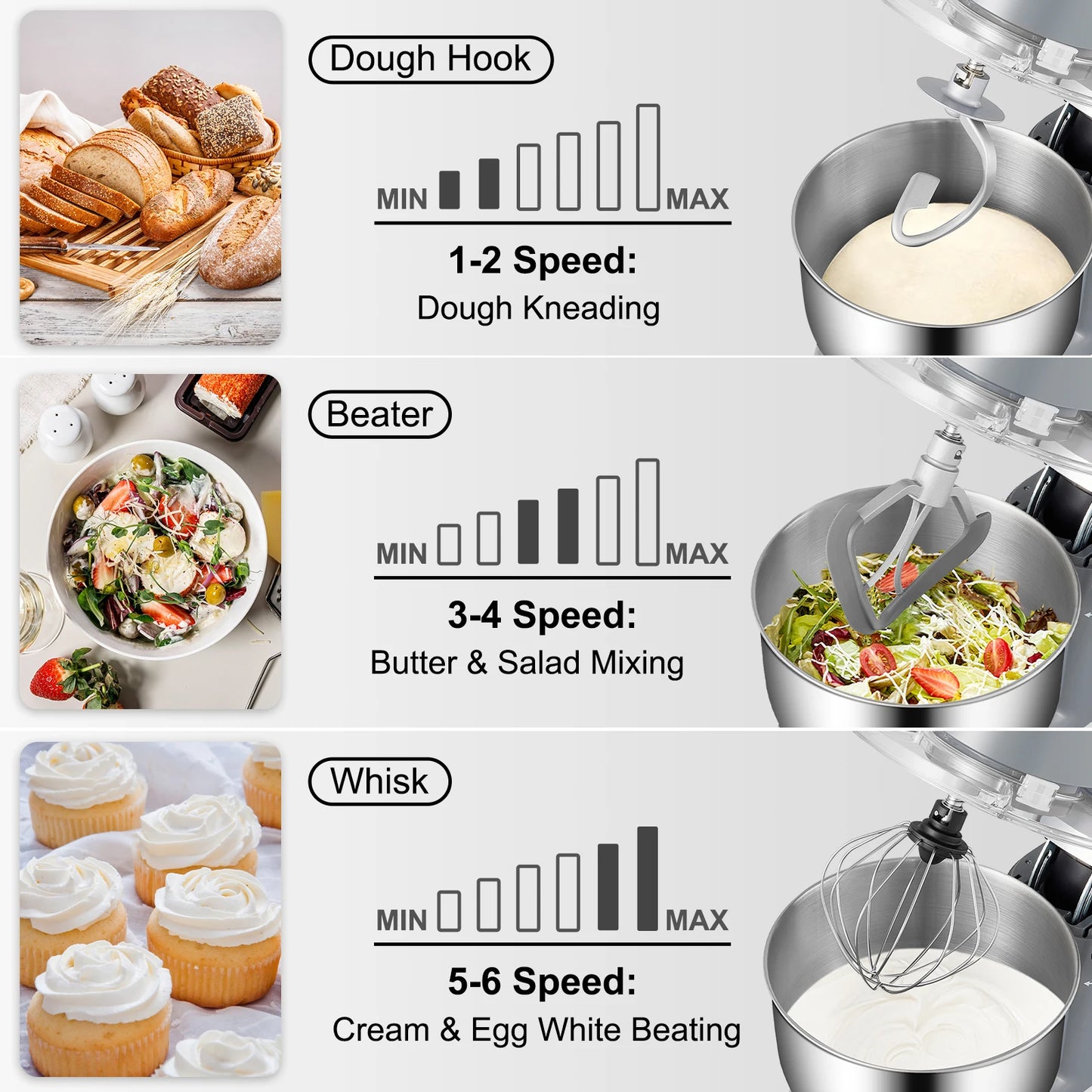 VEVOR 5.5 7L Electric Stand Mixer With 6 Speeds And LCD Screen