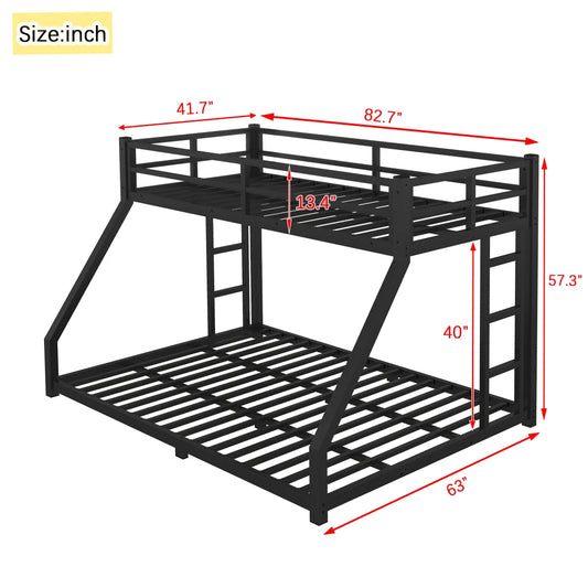 Metal Twin XL Over Queen Bunk Bed for Space Saving