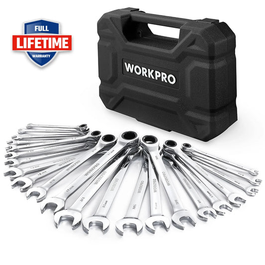 WORKPRO 23 Piece Ratcheting Wrench Set Durable Box Included