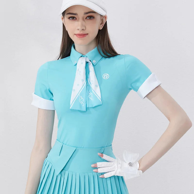 WH Light Snow Women Golf Sport TShirt Pleated Skirt