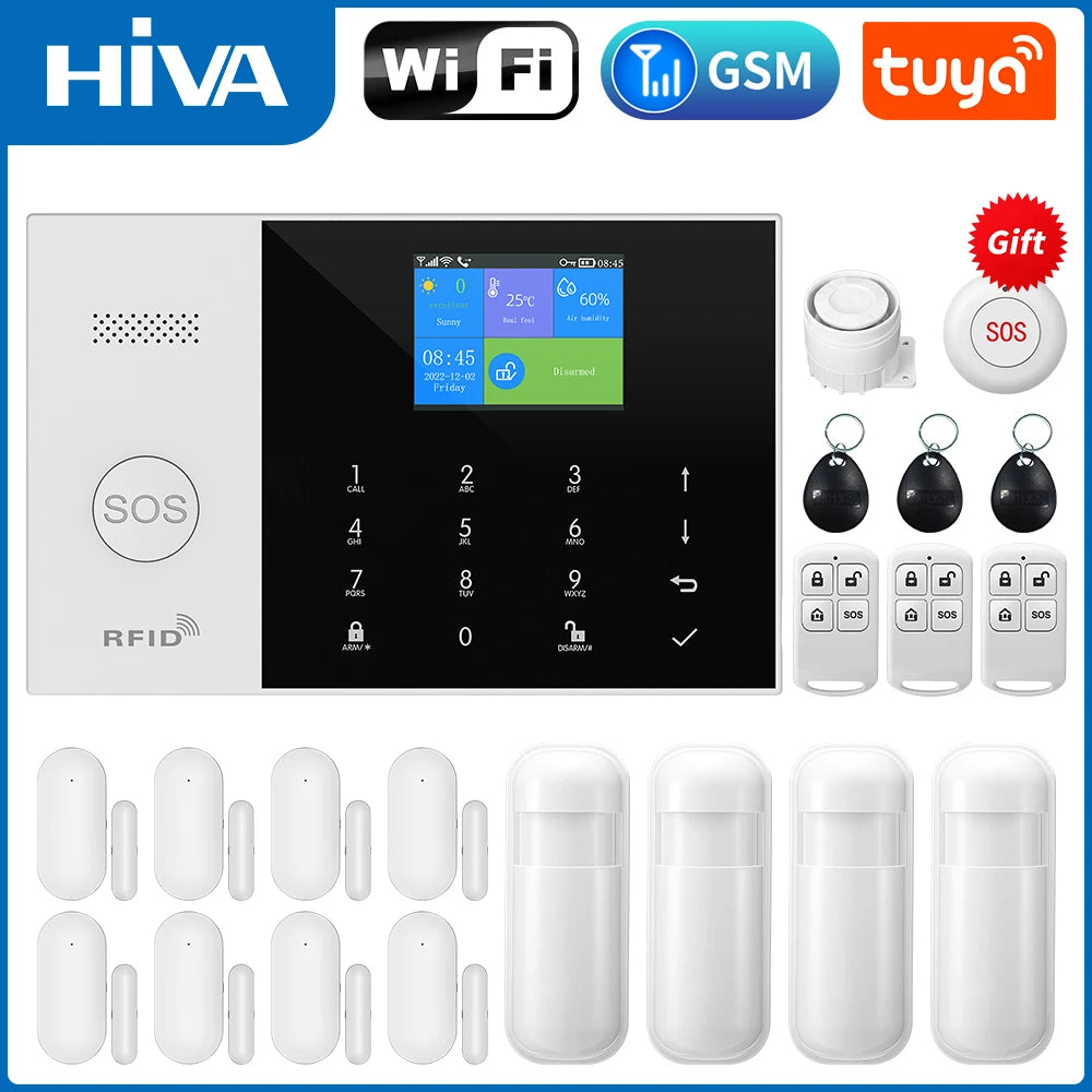 New Wireless Home Alarm System GSM WiFi Motion Sensor Detector Burglar Alarm Tuya SmartLife App Garden Home Alarm PG105