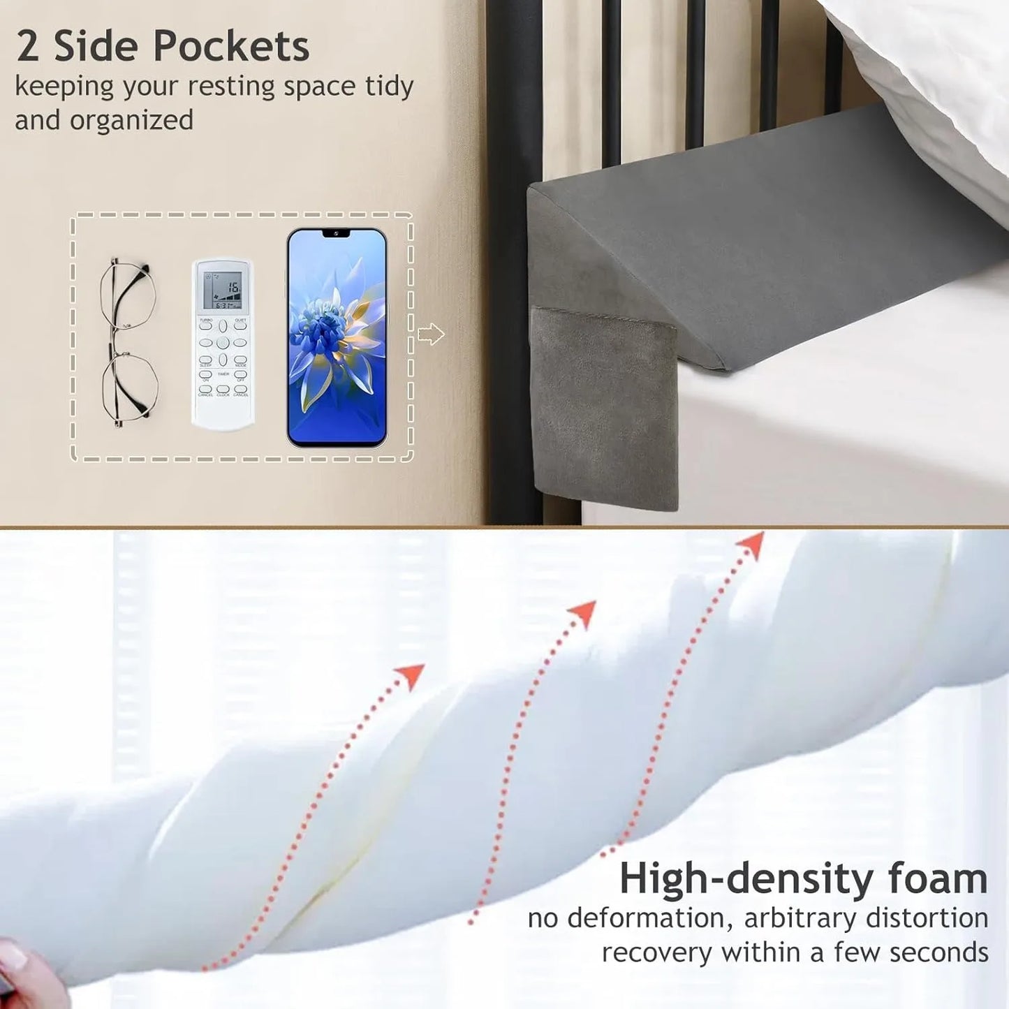 Fabric Count King Bed Wedge Pillow Headboard Gap Filler