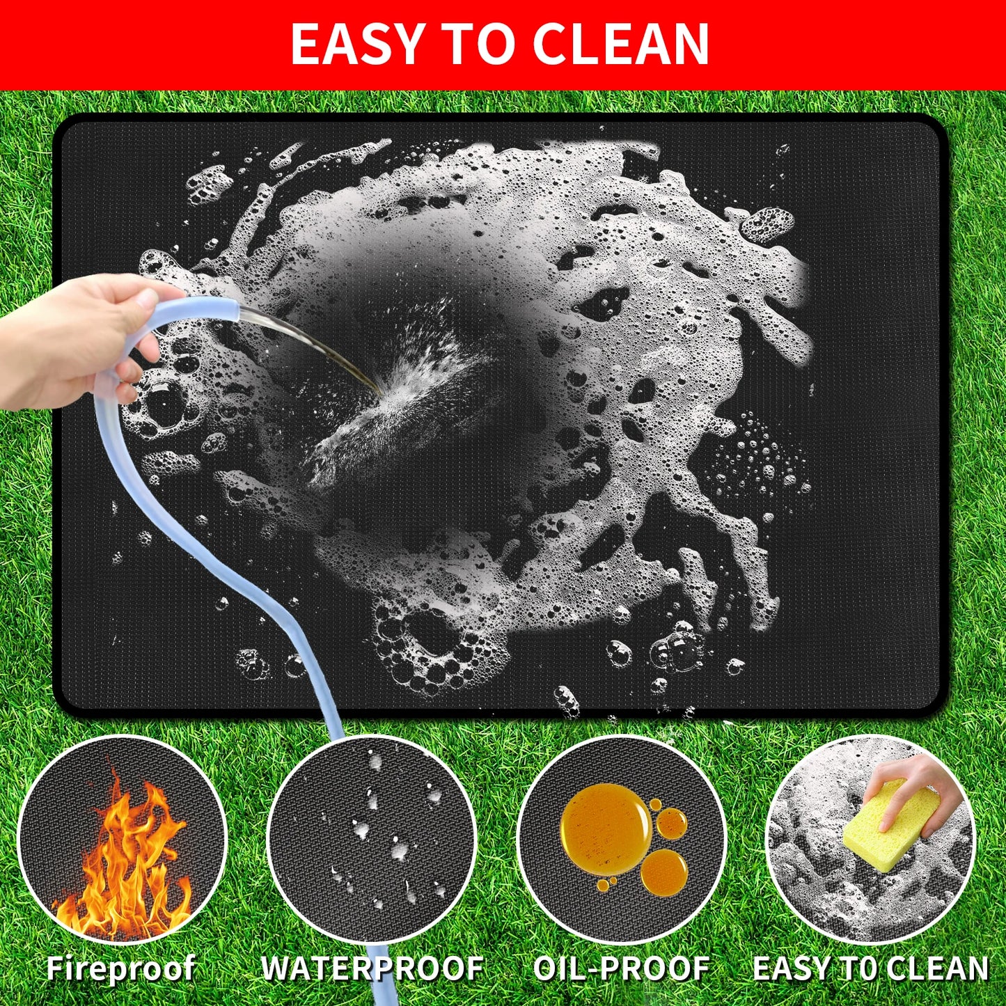 Outdoor Barbecue Grill Mat Fireproof Oilproof Heat Resistant Protection