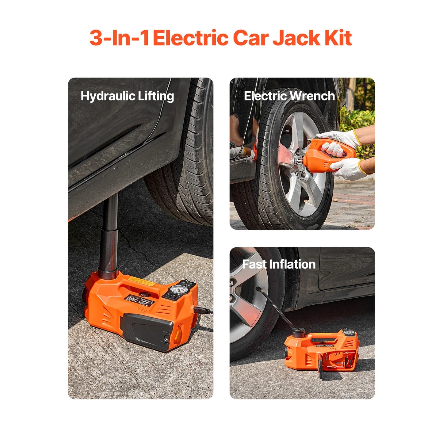 SucceBuy Electric Car Jack 5T Built In Inflator Led Light
