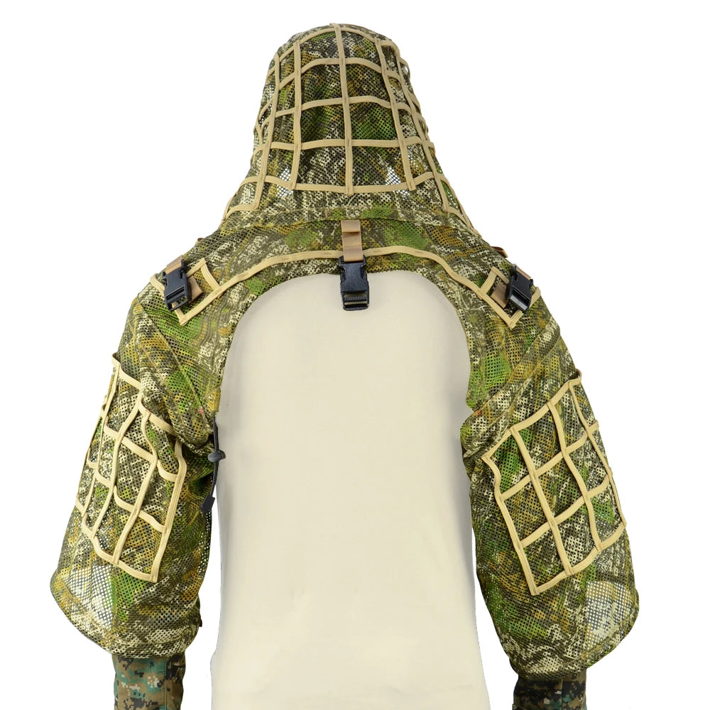 ROCOTACTICAL Tactical Ghillie Suit Viper Hood With 3D Leafy Stripes