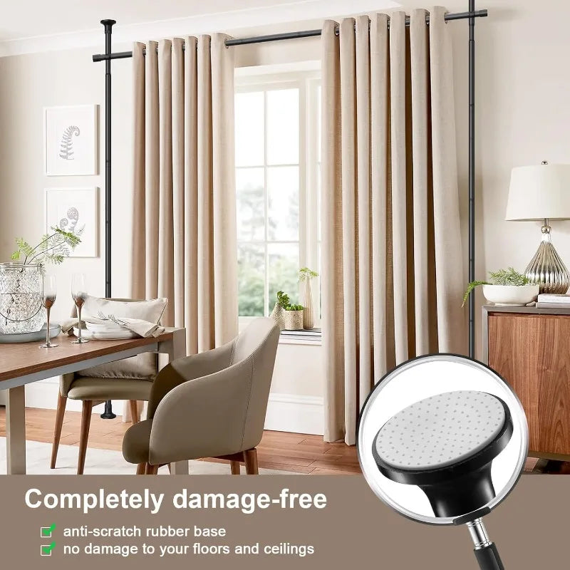 Heavy Duty No Drill Room Divider Curtain Rod System